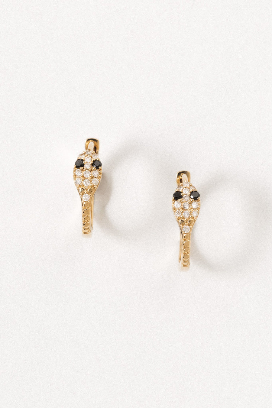 LA KAISER Jewelry Gold / Diamond 14kt Python Diamond Hoop Earrings