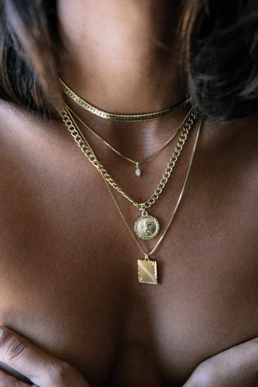 Dona Italia Jewelry Gold / 12 Inches Sicily Herringbone Choker