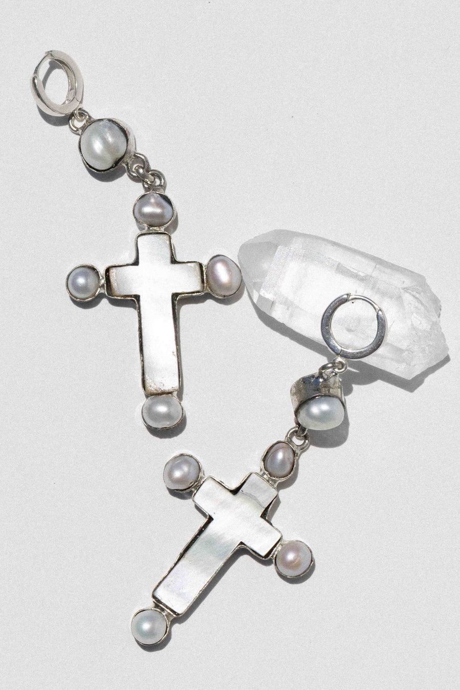 Marisol Pearl Cross Earrings