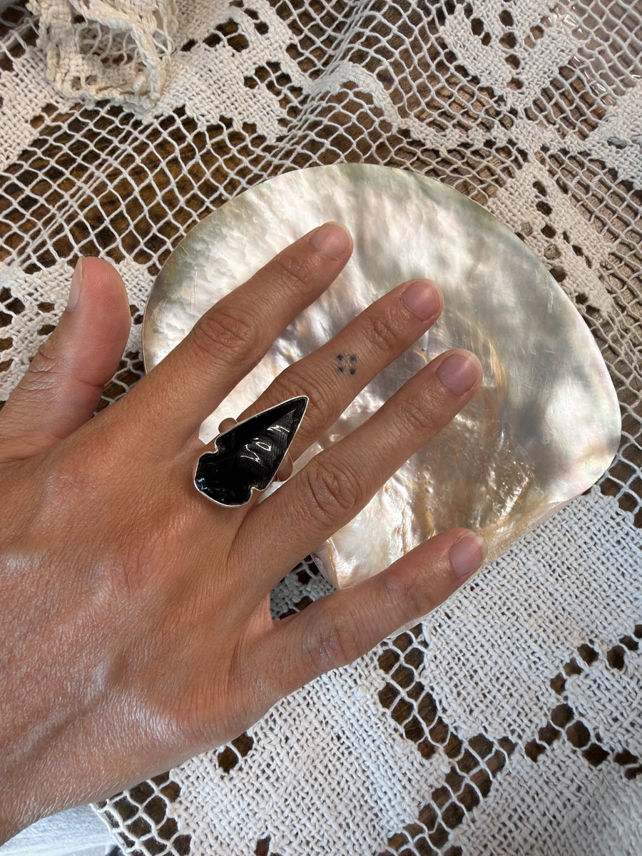Charles Albert Inc Jewelry Silver / Open Alchemy Obsidian Arrowhead Ring
