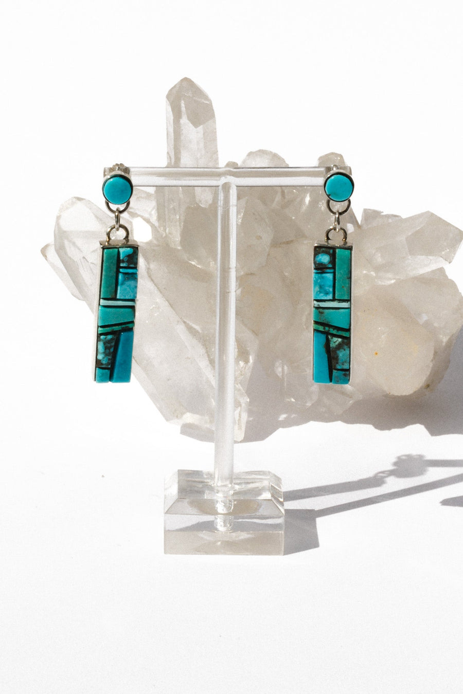 Sunwest Jewelry Silver / Turquoise Ancient Blue Inlay Earrings