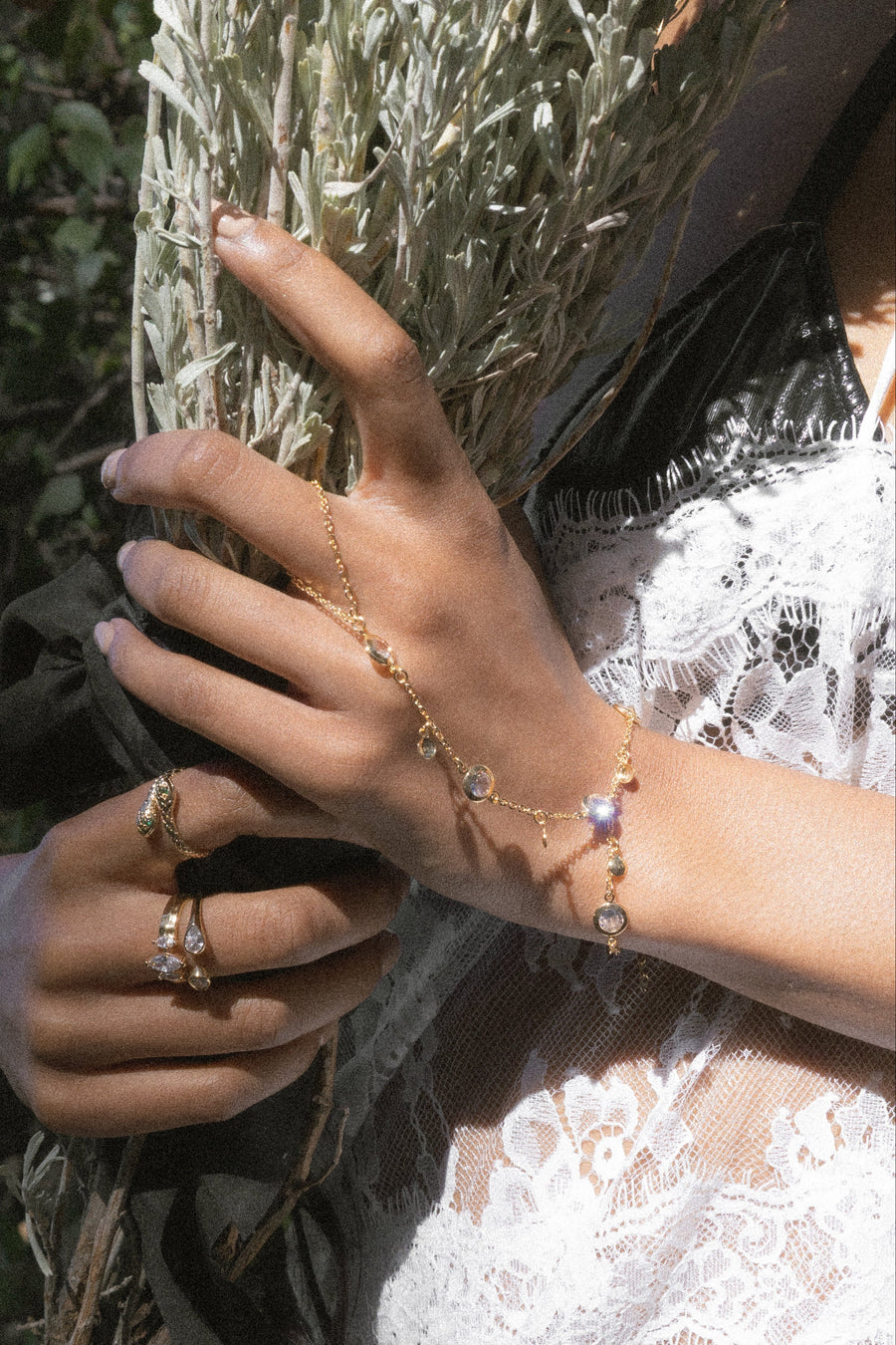 Child of Wild Jewelry Gold / 7 Inches Astraea CZ Hand Chain