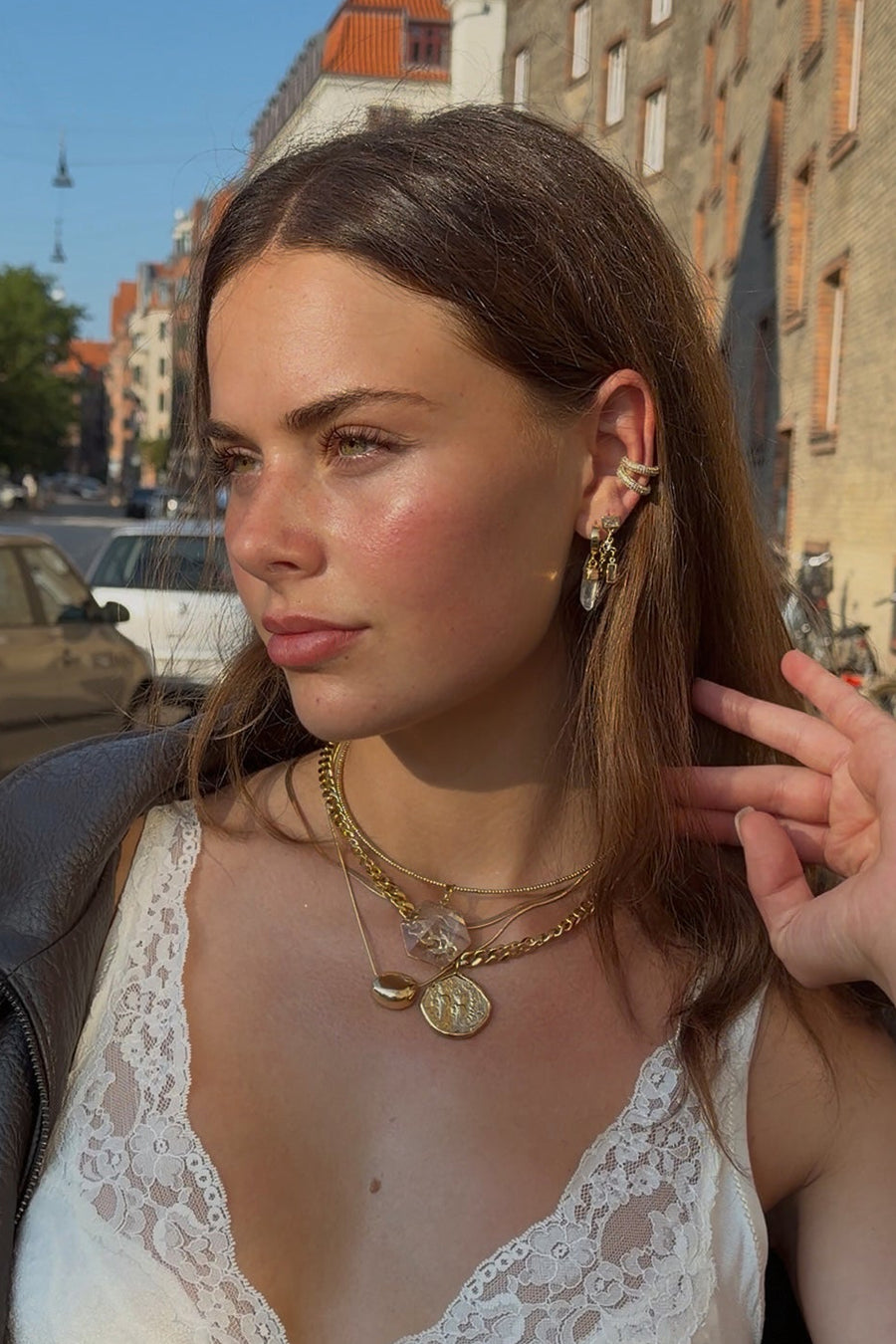 Child of Wild Jewelry Gold Aura Quartz Huggies