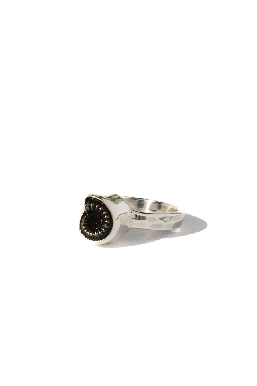Starborn Creations Jewelry Silver / US 7 Avisa Hematite Ammonite Ring