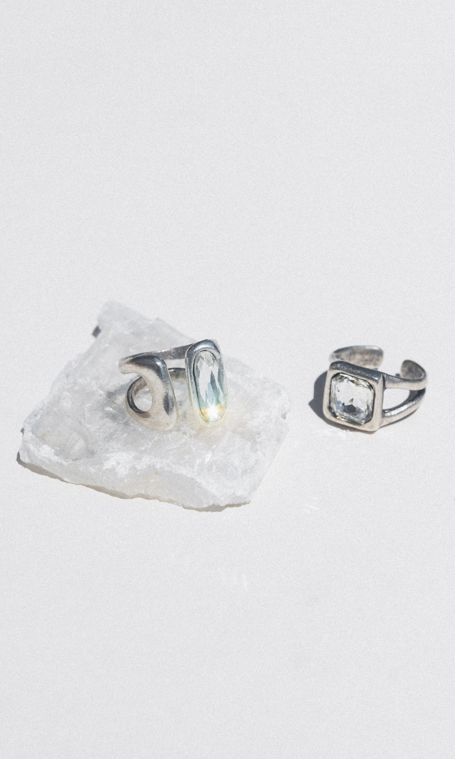 Chanour Jewelry Silver / Open Ayna Crystal Signet Ring