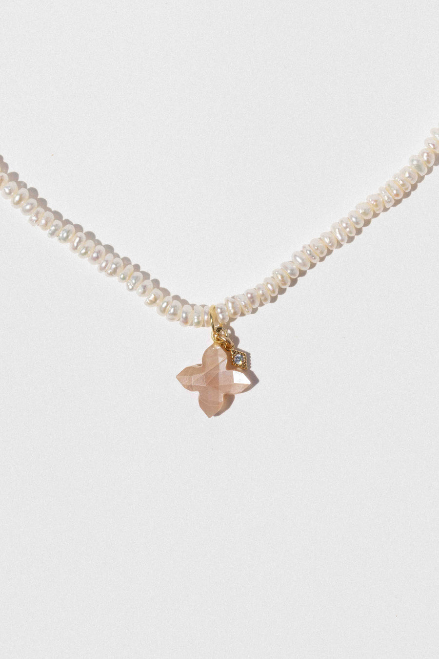 DLUXCA Jewelry Gold / 15 Inches Blush Aura Moonstone Necklace