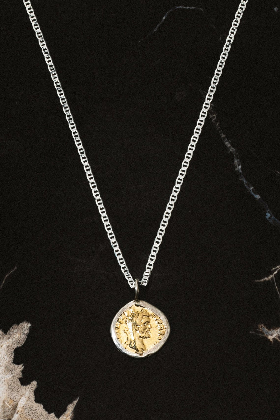 Dona Italia Jewelry Silver / 24 Inches Caesar Coin Necklace