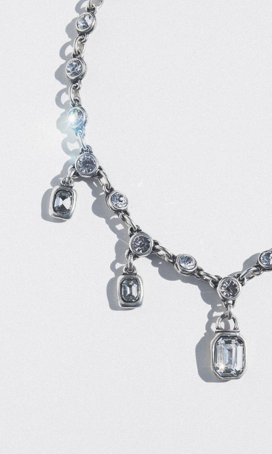 Chanour Jewelry Silver / 15 inches Candlelit Crystal Drop Necklace
