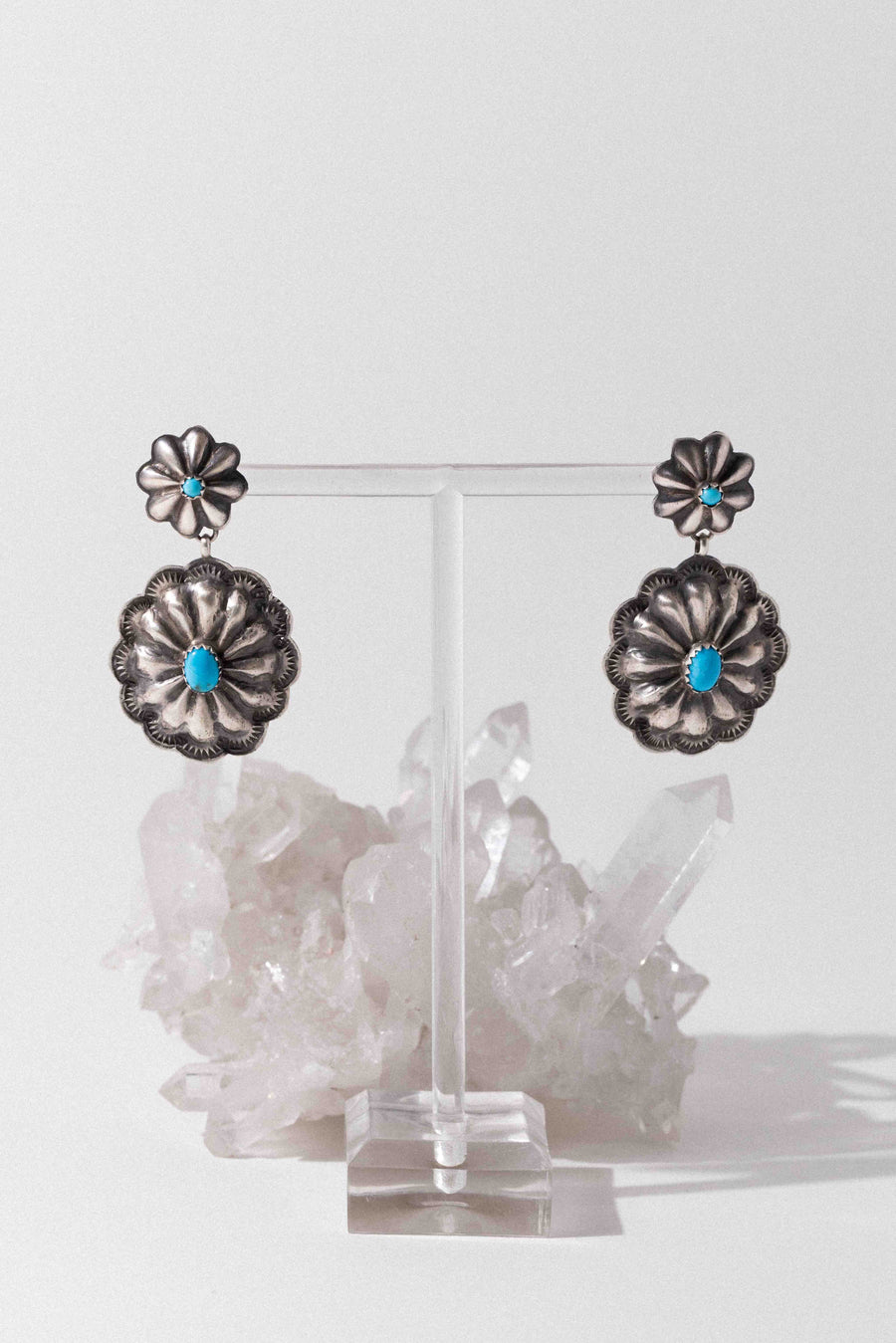 Sunwest Jewelry Silver Canyon Bloom Turquoise Concho Earring