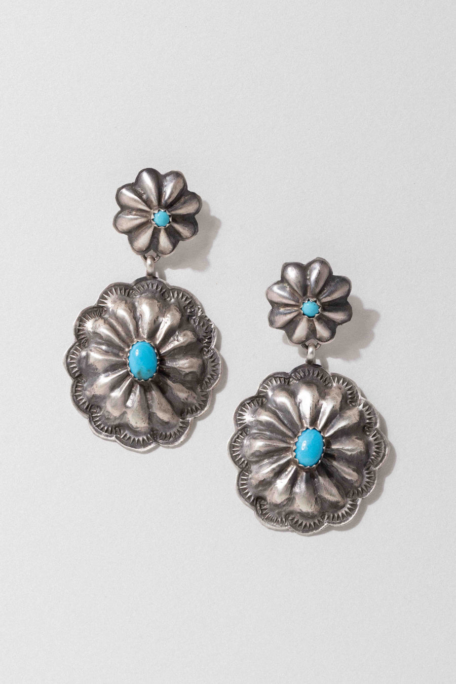 Sunwest Jewelry Silver Canyon Bloom Turquoise Concho Earring