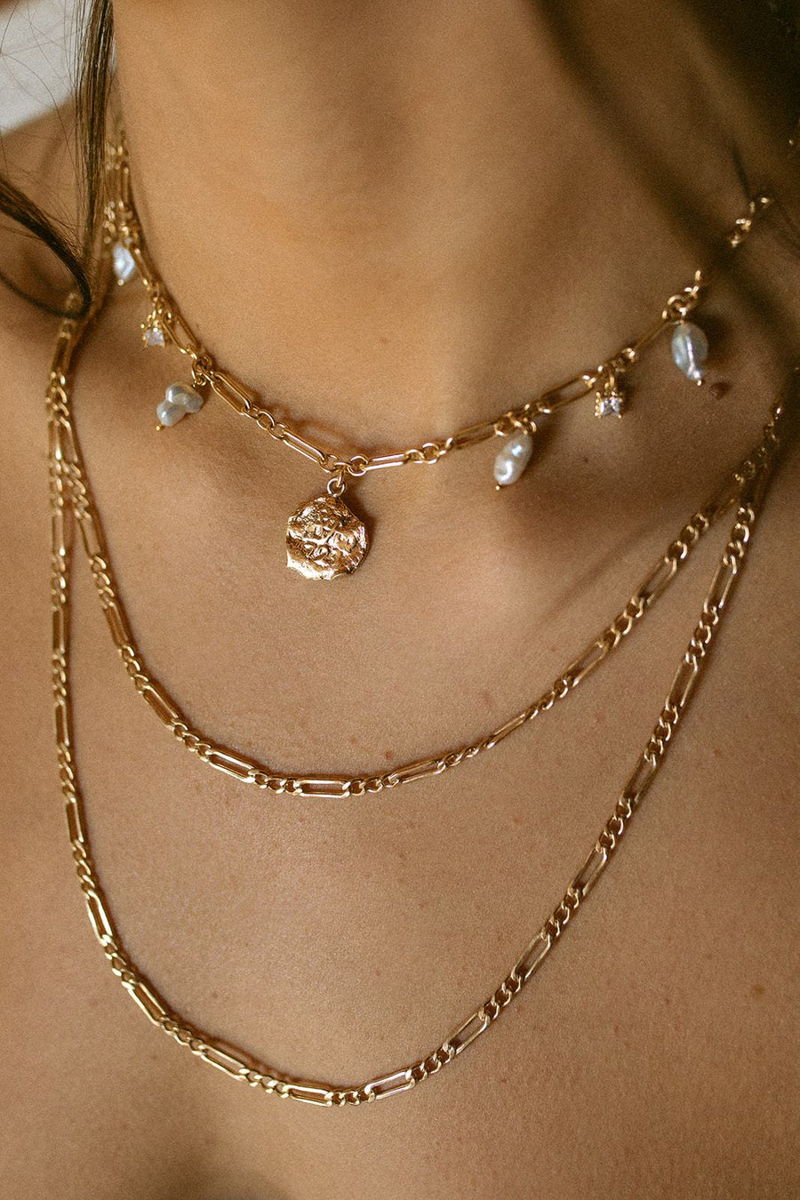 CGM Jewelry Gold / 16 Inches Capri Pearl Necklace