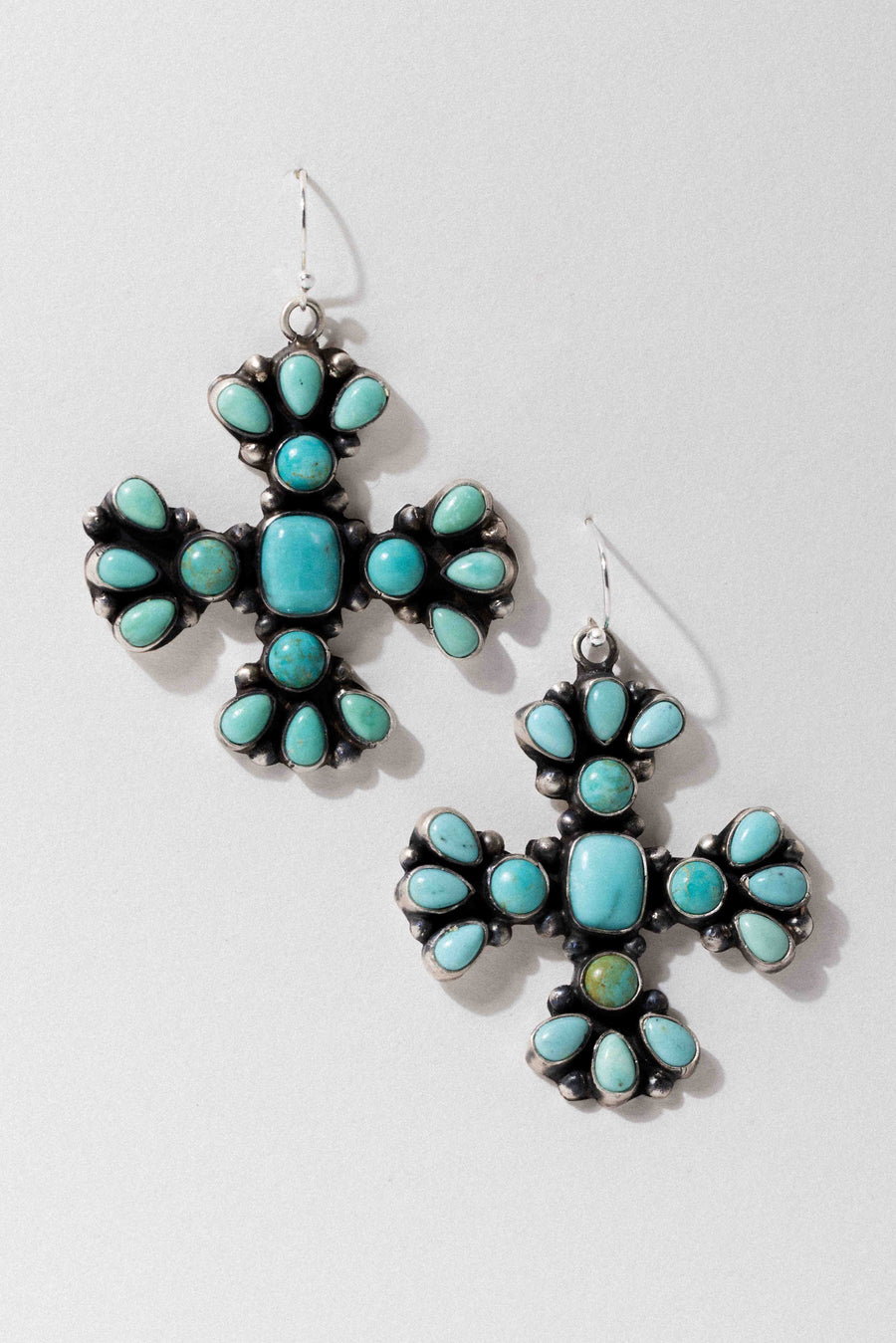 Sunwest Jewelry Silver Carico Lake Turquoise Cross Earrings