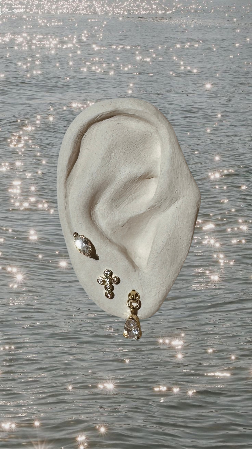 Dona Italia Jewelry Gold Celestial CZ Stud Earrings