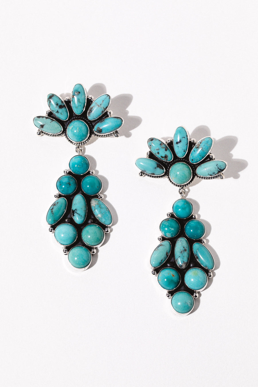 Sunwest Jewelry Silver / Turquoise Chimalus Turquoise Statement Earrings