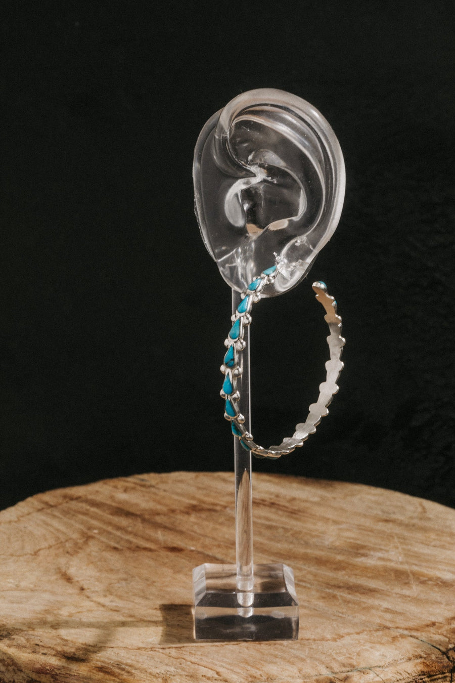Sunwest Jewelry Silver Circle of Rain Large Turquoise Hoop Earrings