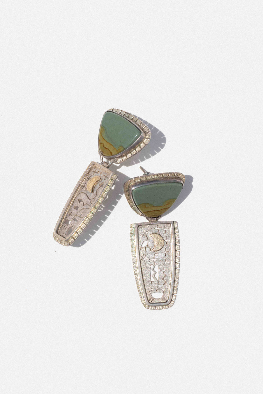 Ayman Jewelry Silver Crescent Jasper Earrings - Collector Quality