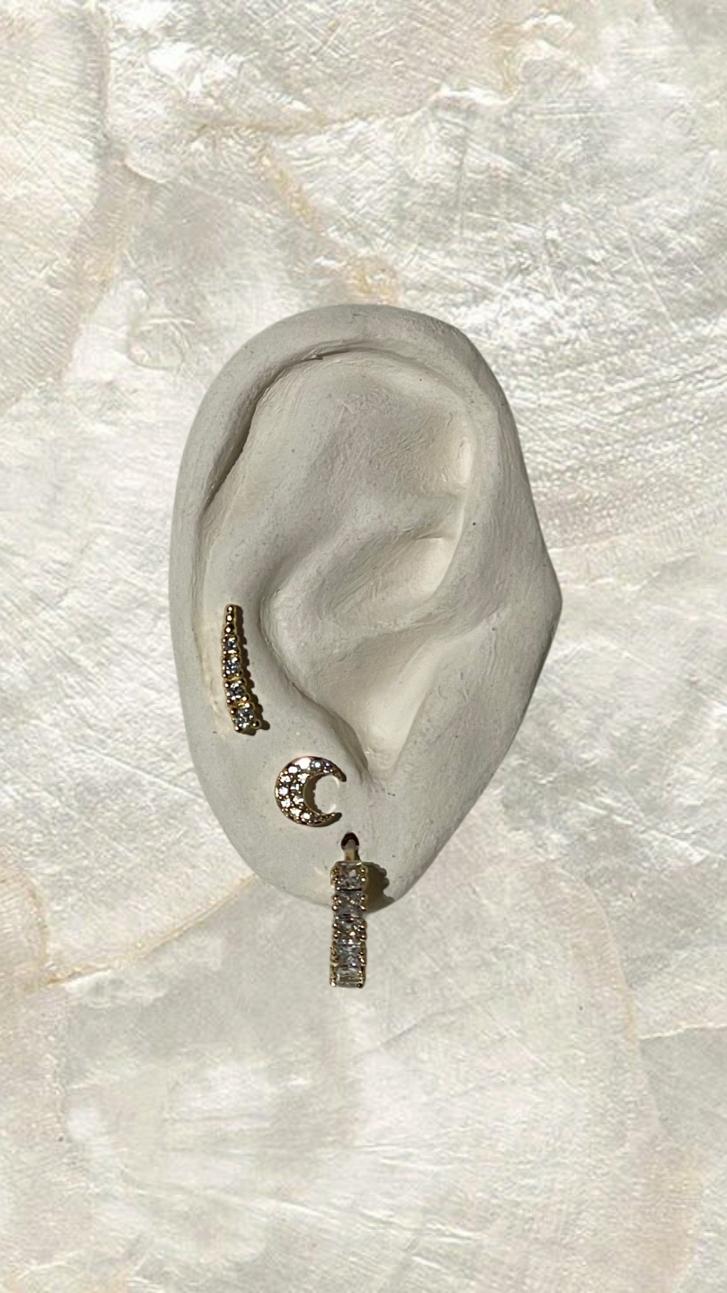 Dona Italia Jewelry Gold Crescent Moon Stud Earrings