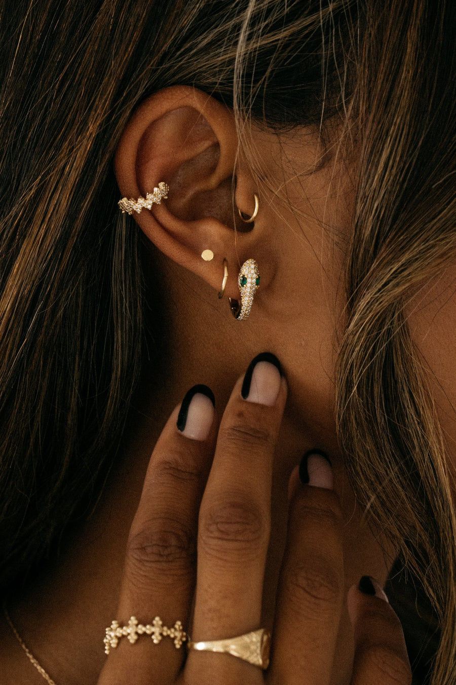 Dona Italia Jewelry Gold CZ Diamondete Ear Cuff