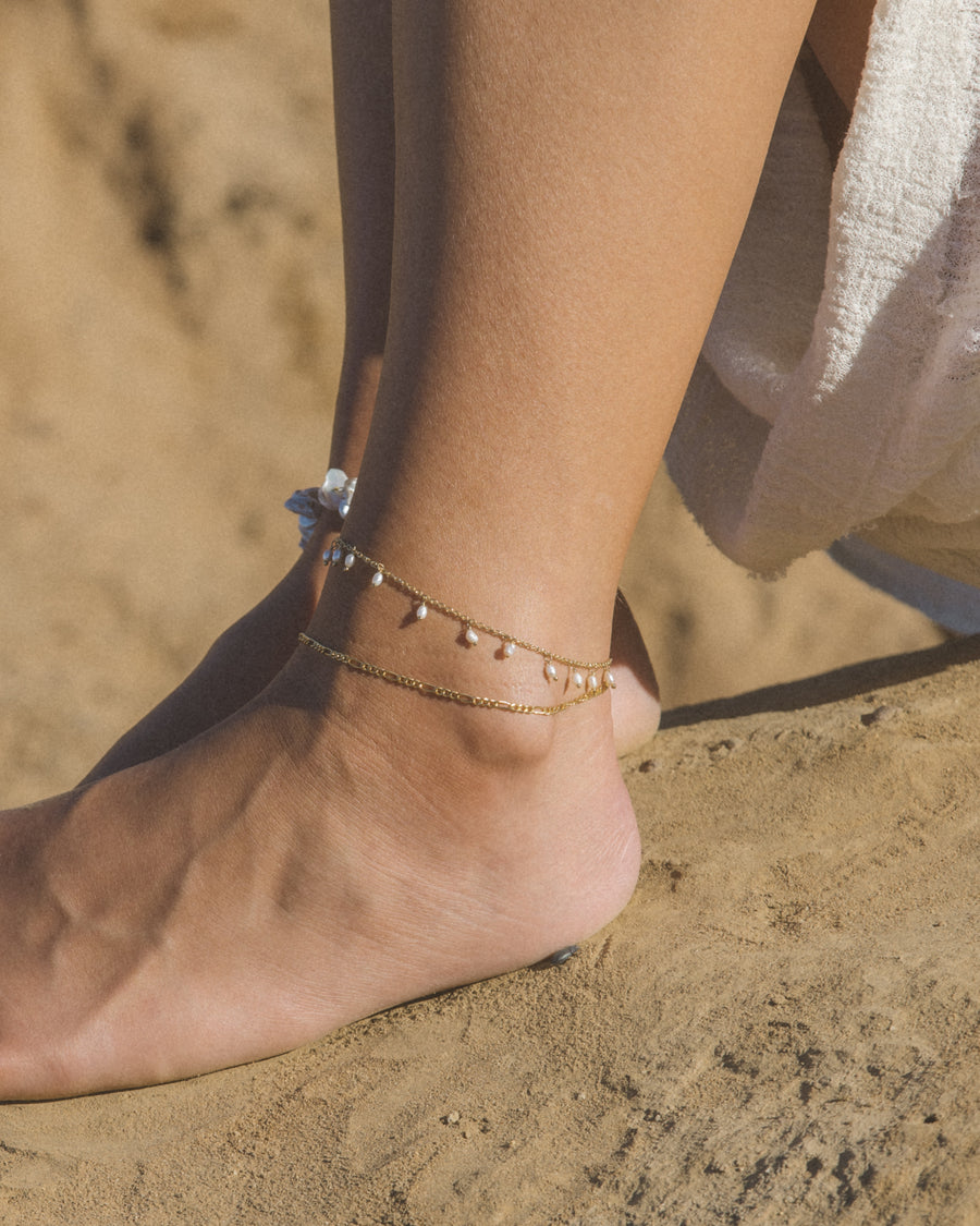 Goddess Jewelry Gold Dainty Pearl Anklet