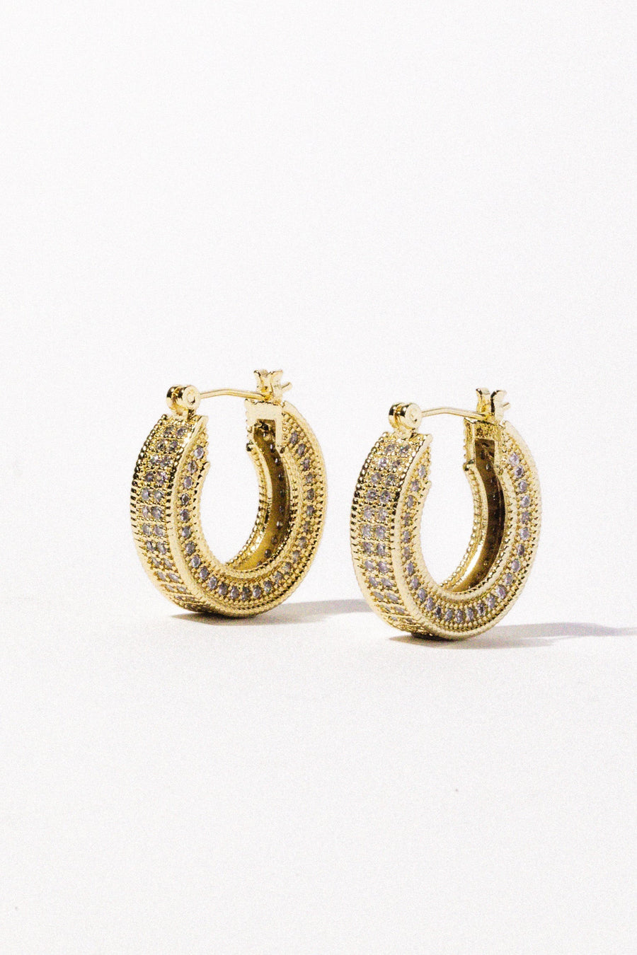 DLUXCA Jewelry Gold Deco Pavé Hoops