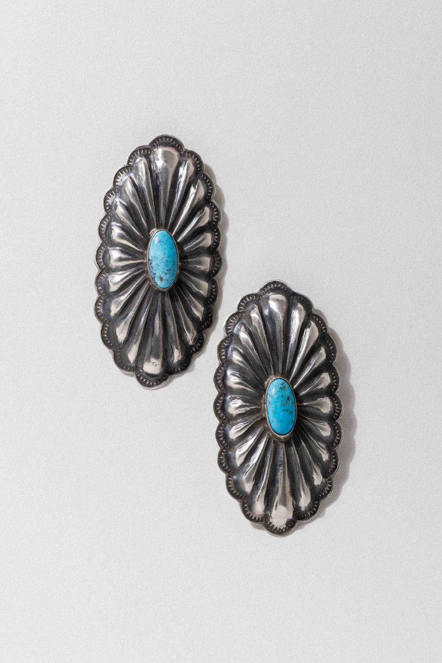 Sunwest Jewelry Silver Desert Halo Turquoise Concho Earrings