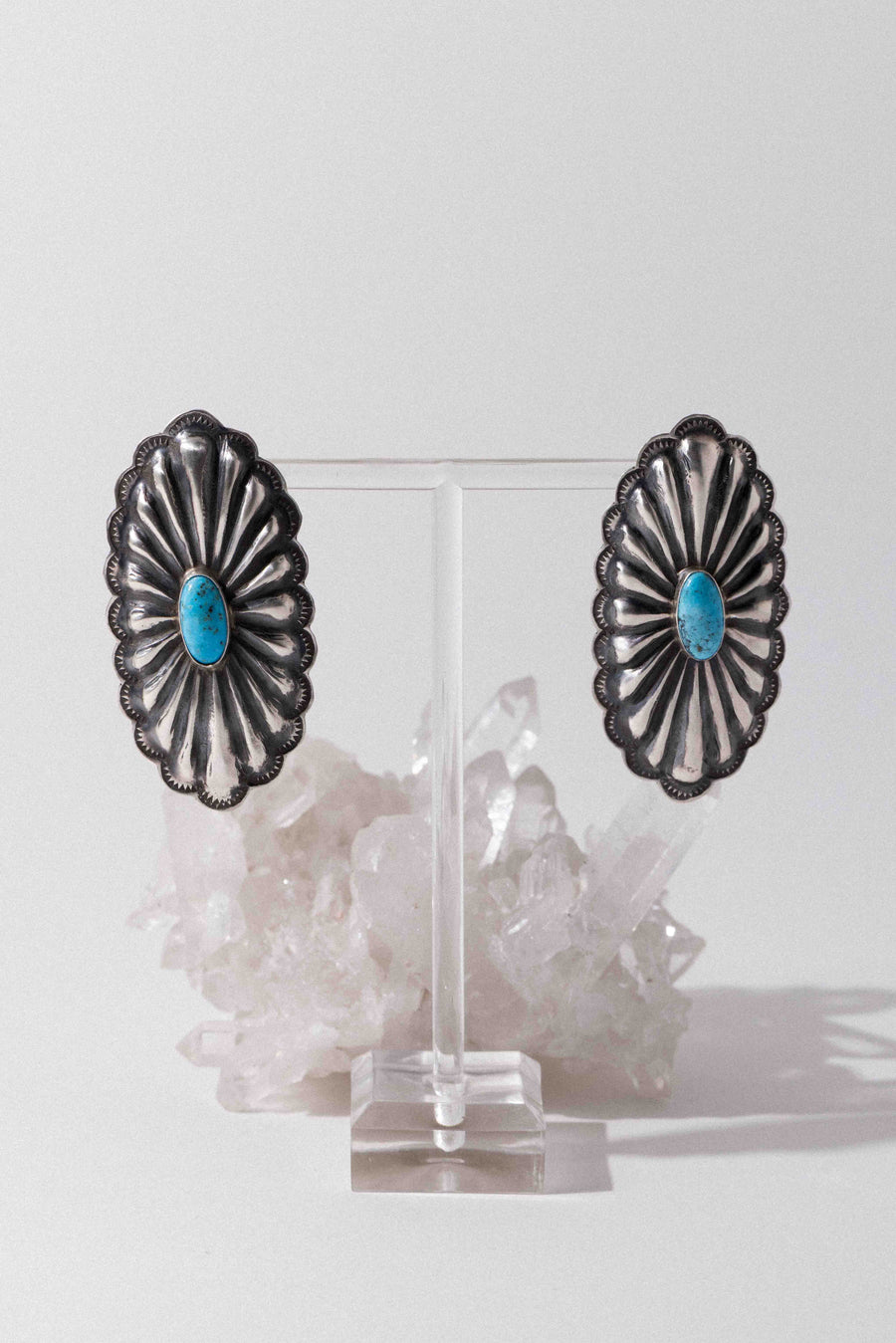 Sunwest Jewelry Silver Desert Halo Turquoise Concho Earrings