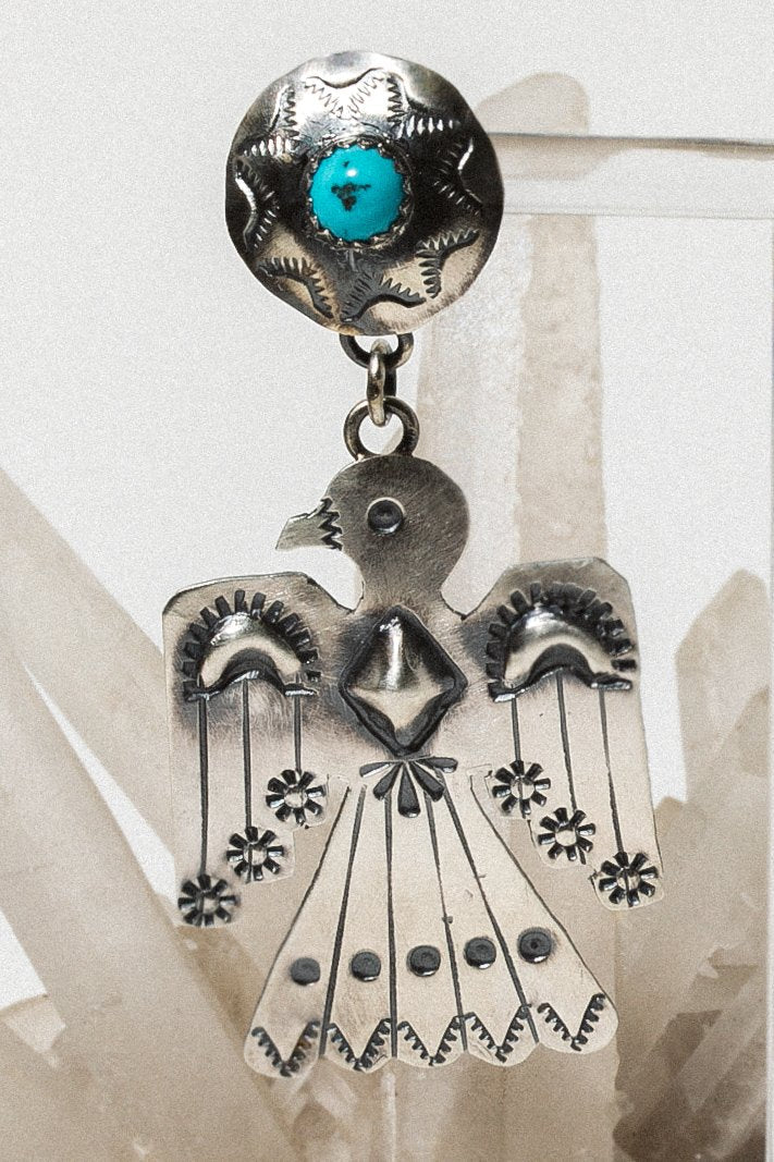 Sunwest Jewelry Silver / Turquoise Spirit Messenger Native American Earrings