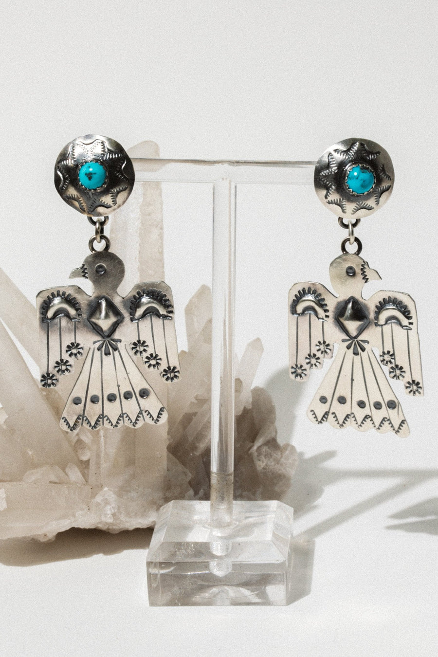 Sunwest Jewelry Silver / Turquoise Spirit Messenger Native American Earrings