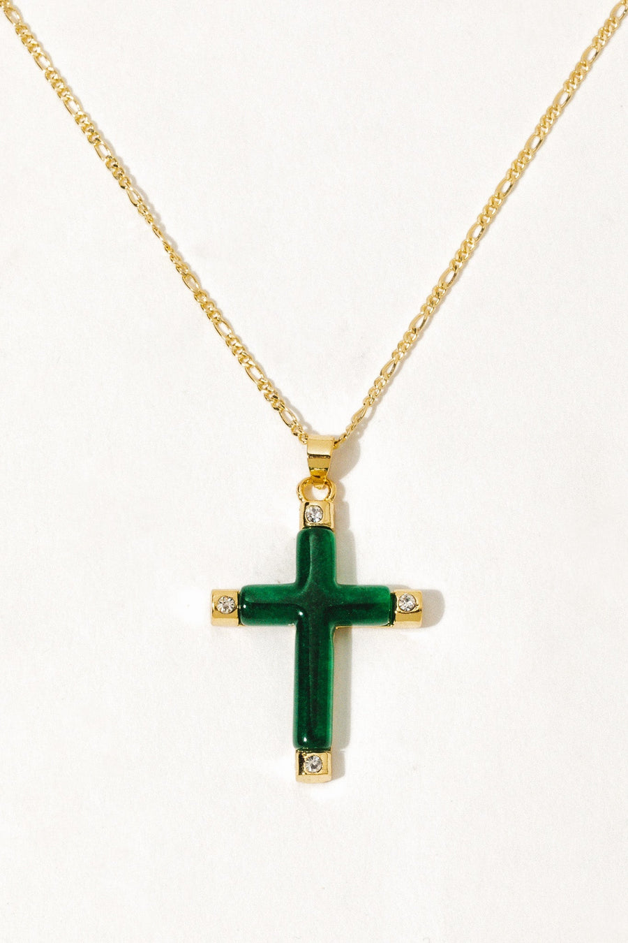Dona Italia Jewelry Gold / 18 Inches Donatello Jade Cross Necklace
