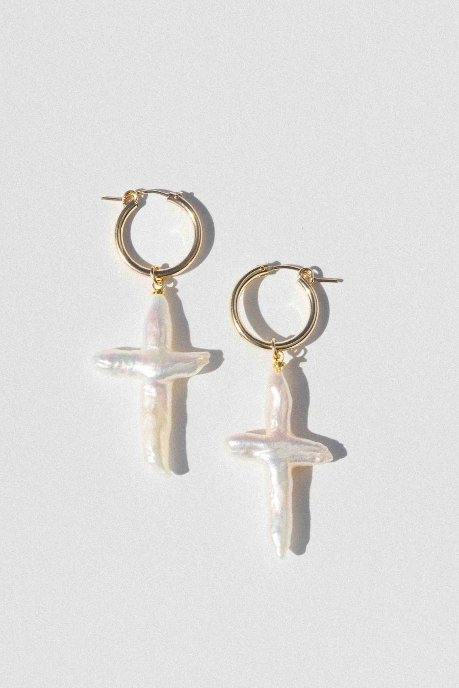 Child of Wild Jewelry Gold Esther Pearl Cross Earrings