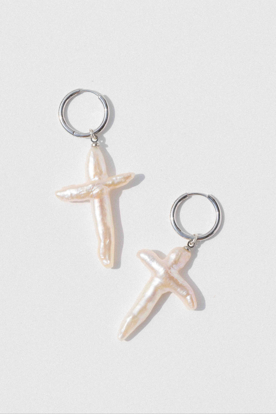 Child of Wild Jewelry Silver Esther Pearl Cross Earrings .:. Silver