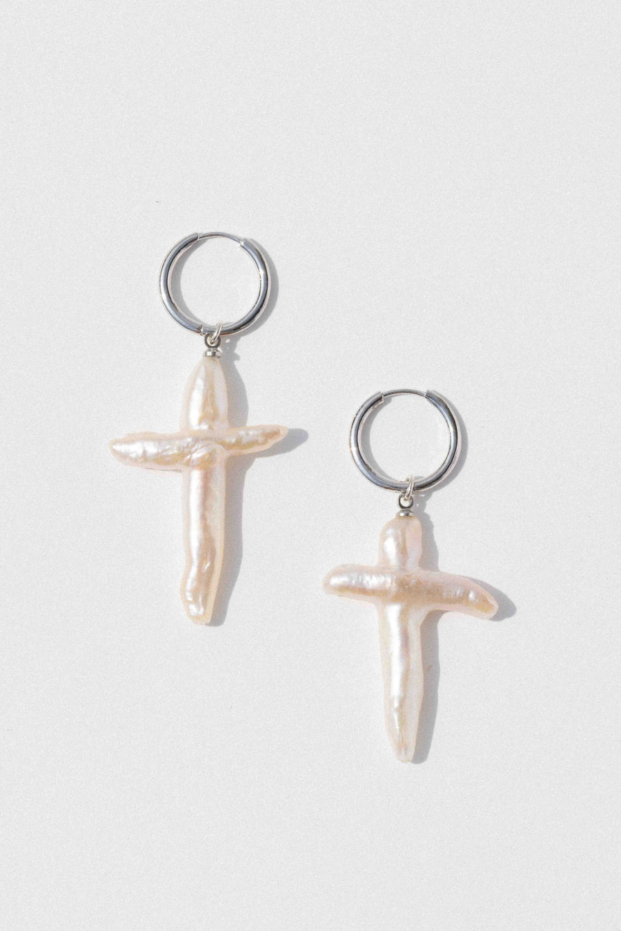 Child of Wild Jewelry Silver Esther Pearl Cross Earrings .:. Silver