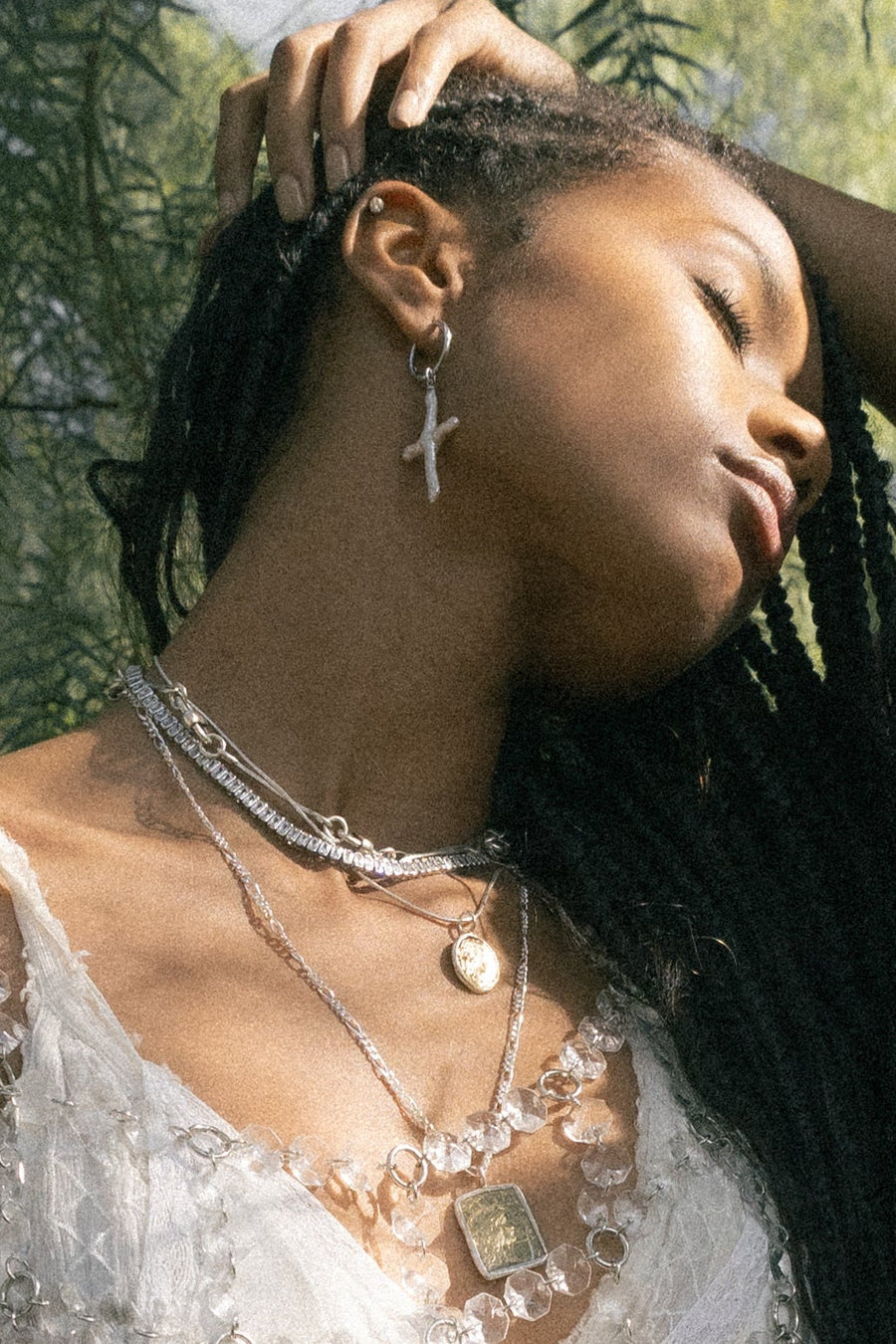 Child of Wild Jewelry Silver Esther Pearl Cross Earrings .:. Silver