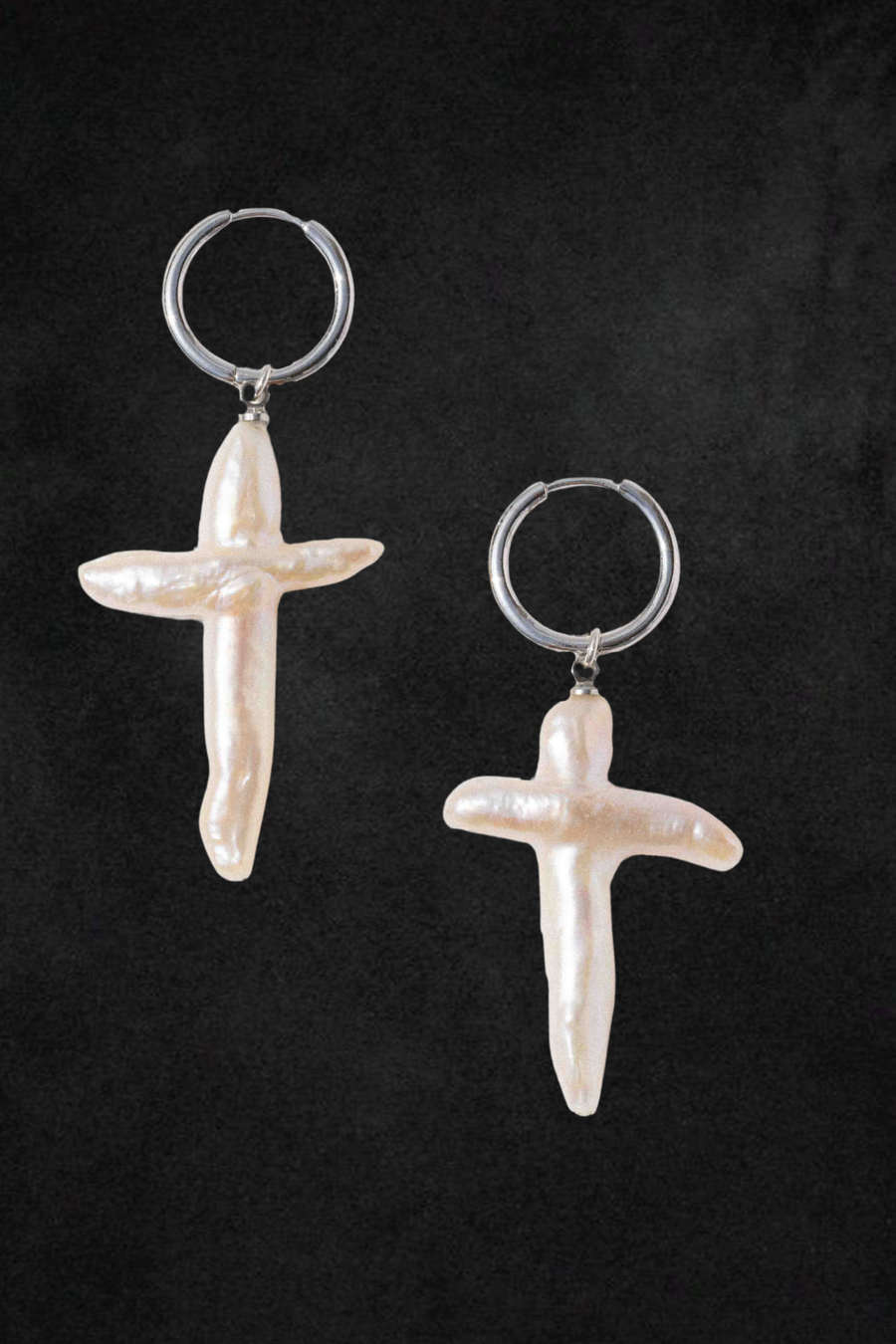 Child of Wild Jewelry Silver Esther Pearl Cross Earrings .:. Silver