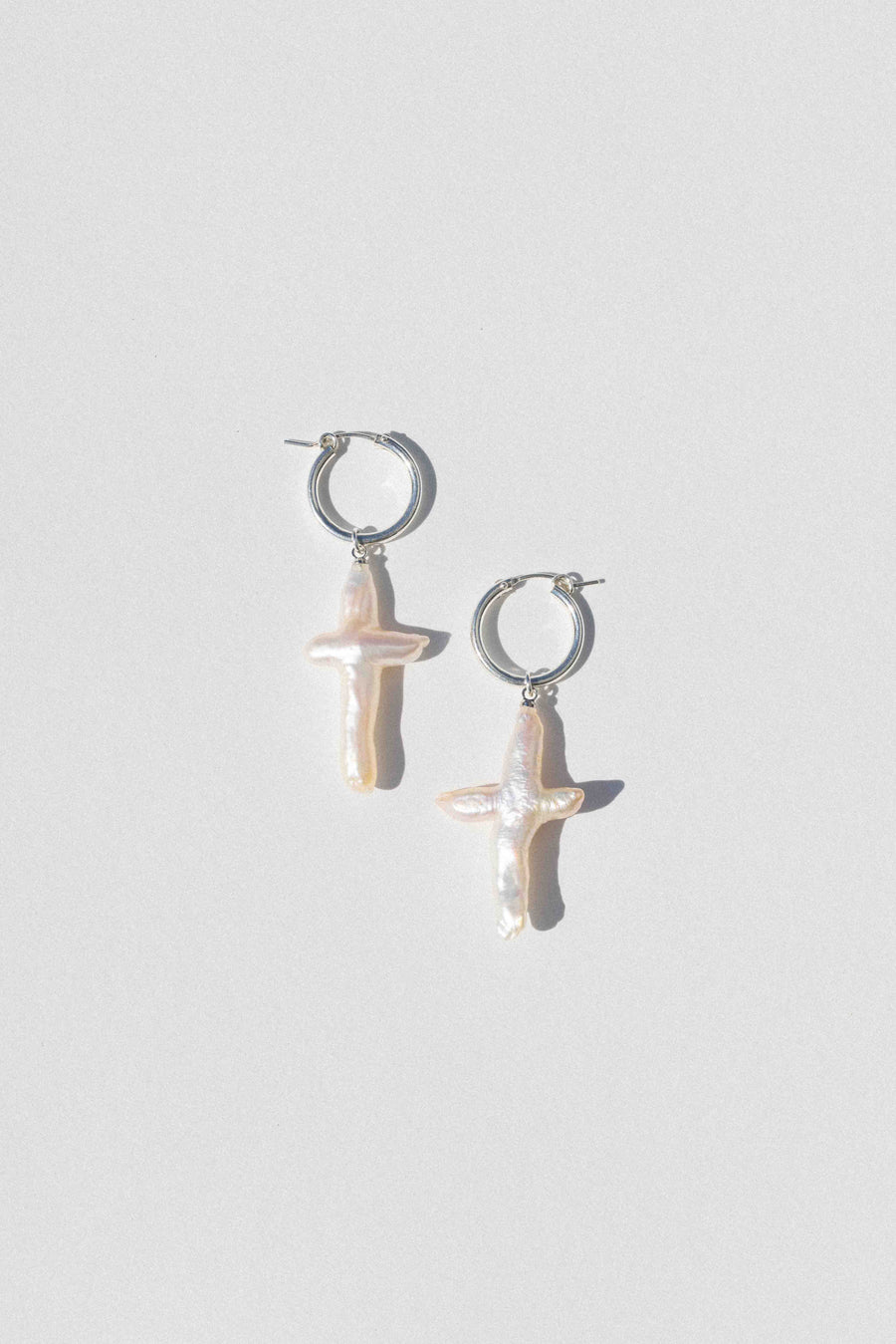 Child of Wild Jewelry Silver Esther Pearl Cross Earrings .:. Silver