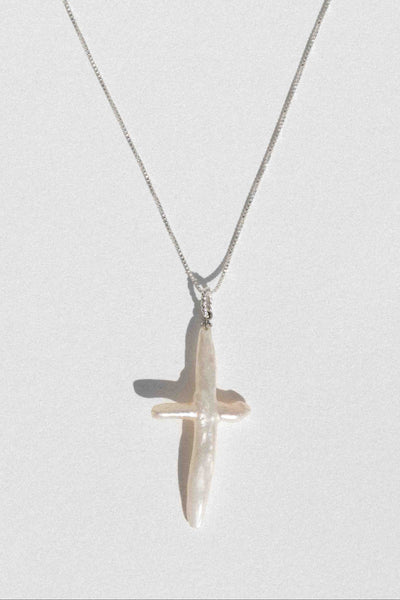 Esther Pearl Cross Necklace .:. Silver – Child of Wild
