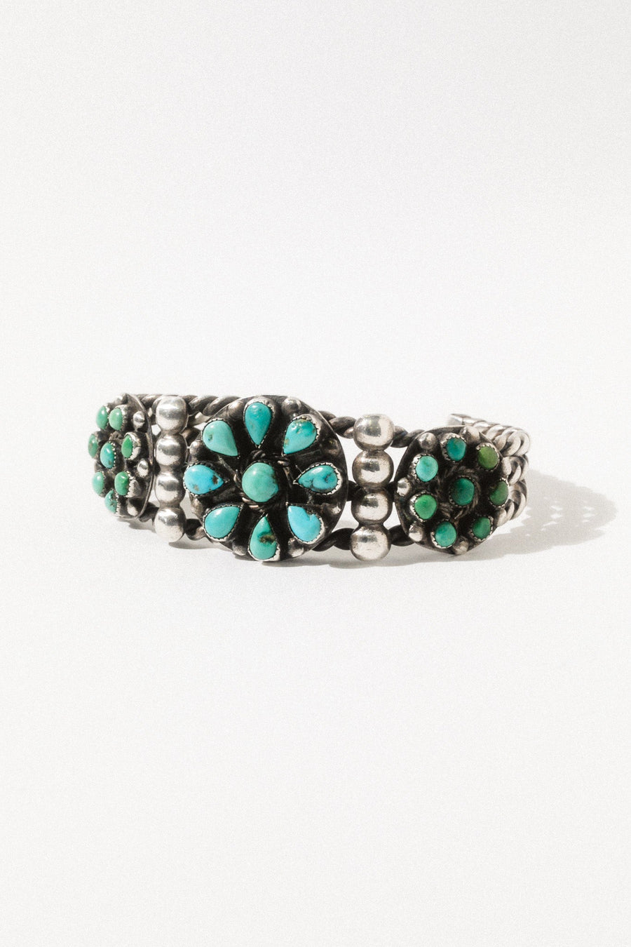 Ayman deadstock Silver / Turquoise Full Bloom Native American Cuff