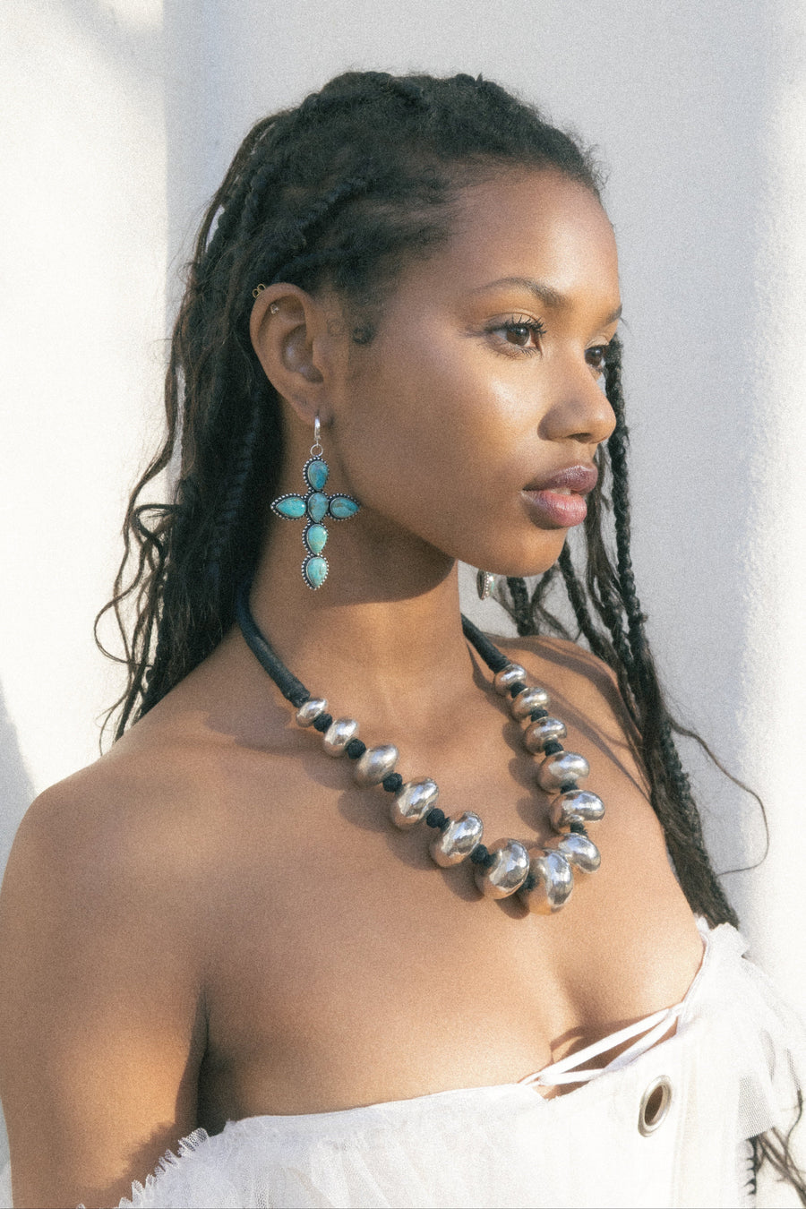 Modern Tibet Jewelry White Brass / 20 Inches Gawa Tibetan Necklace