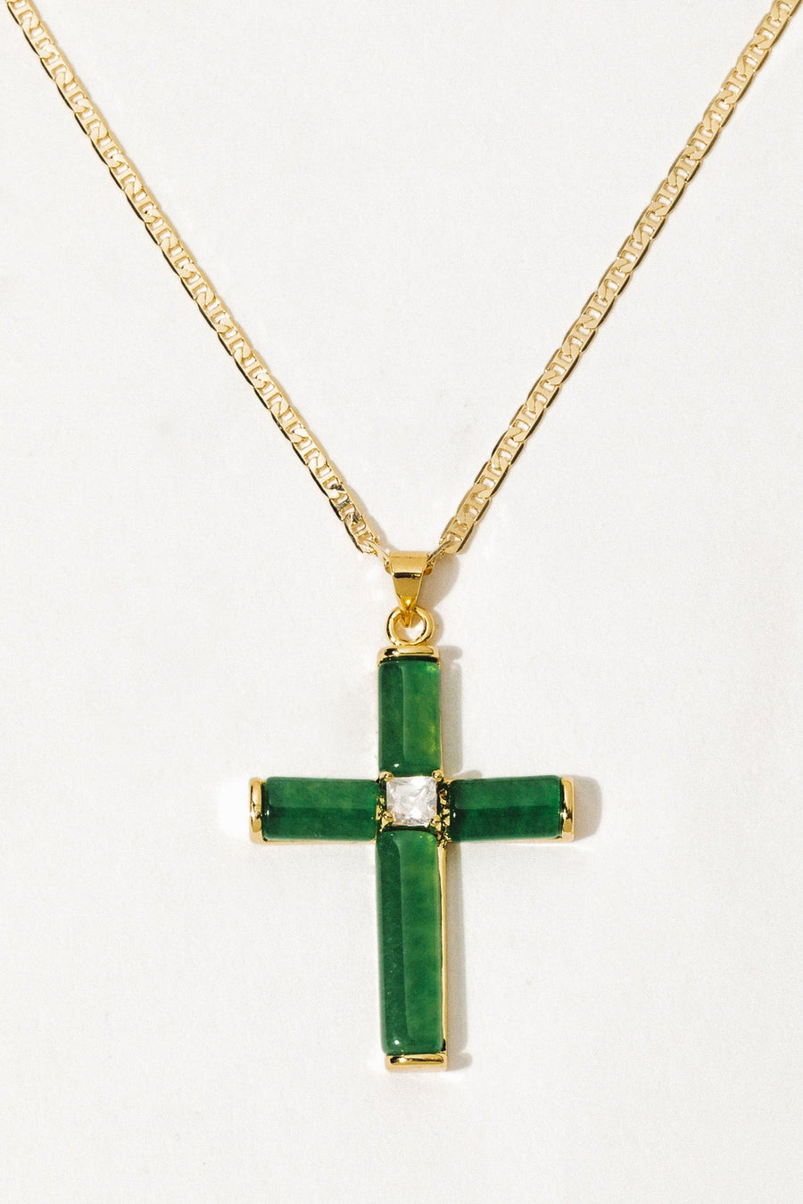 Dona Italia Jewelry Gold / 20 Inches Giovanni Jade Cross Necklace
