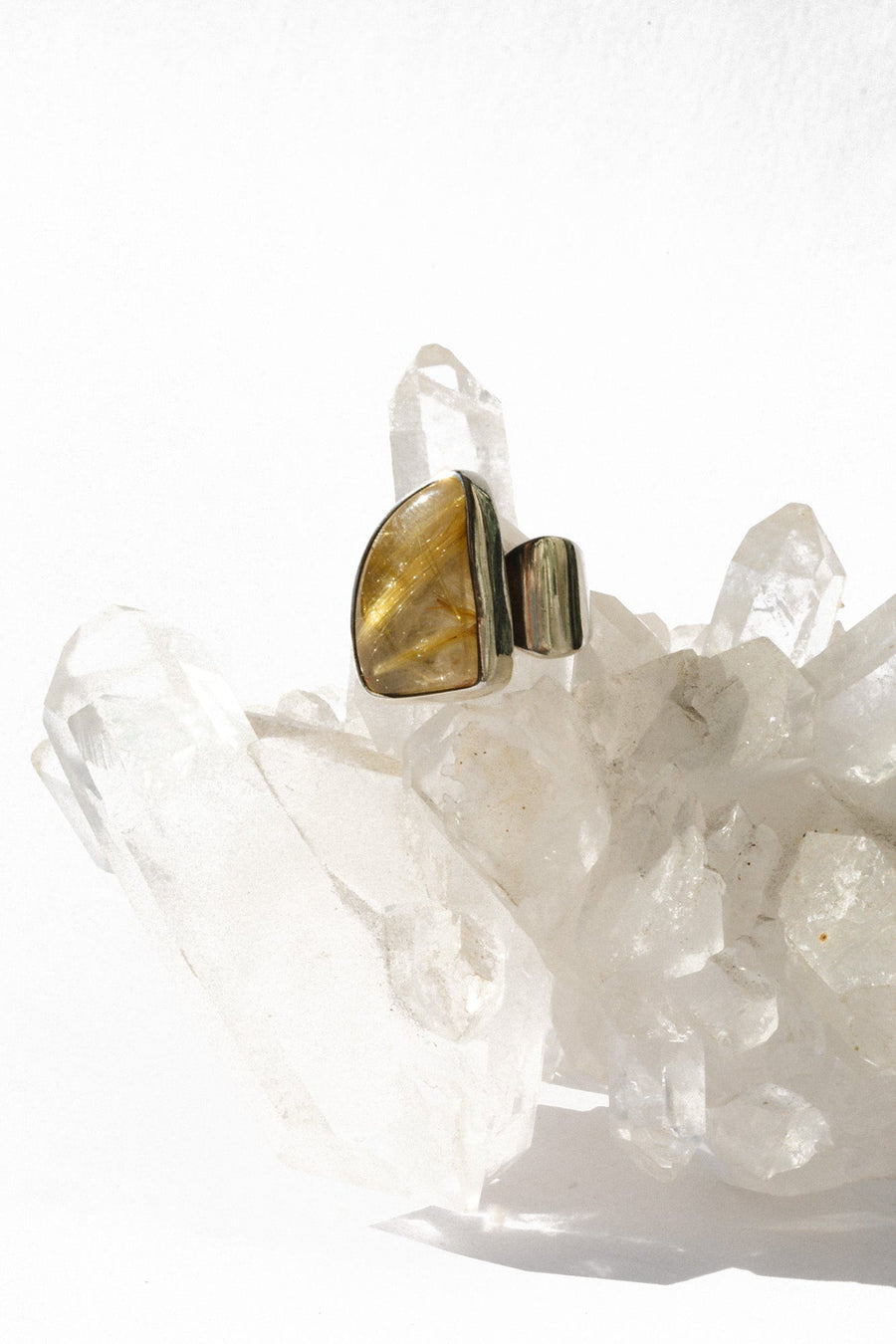 Starborn Creations Jewelry US 7 / Silver Golden Hue Rutilated Quartz Ring
