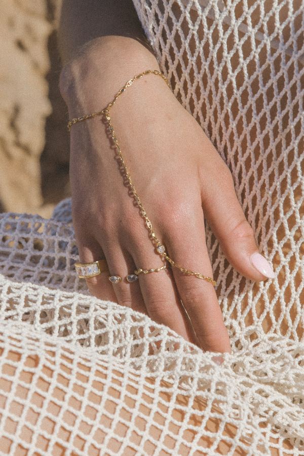 Child of Wild Jewelry Gold / 7 Inches Golden Light Hand Chain