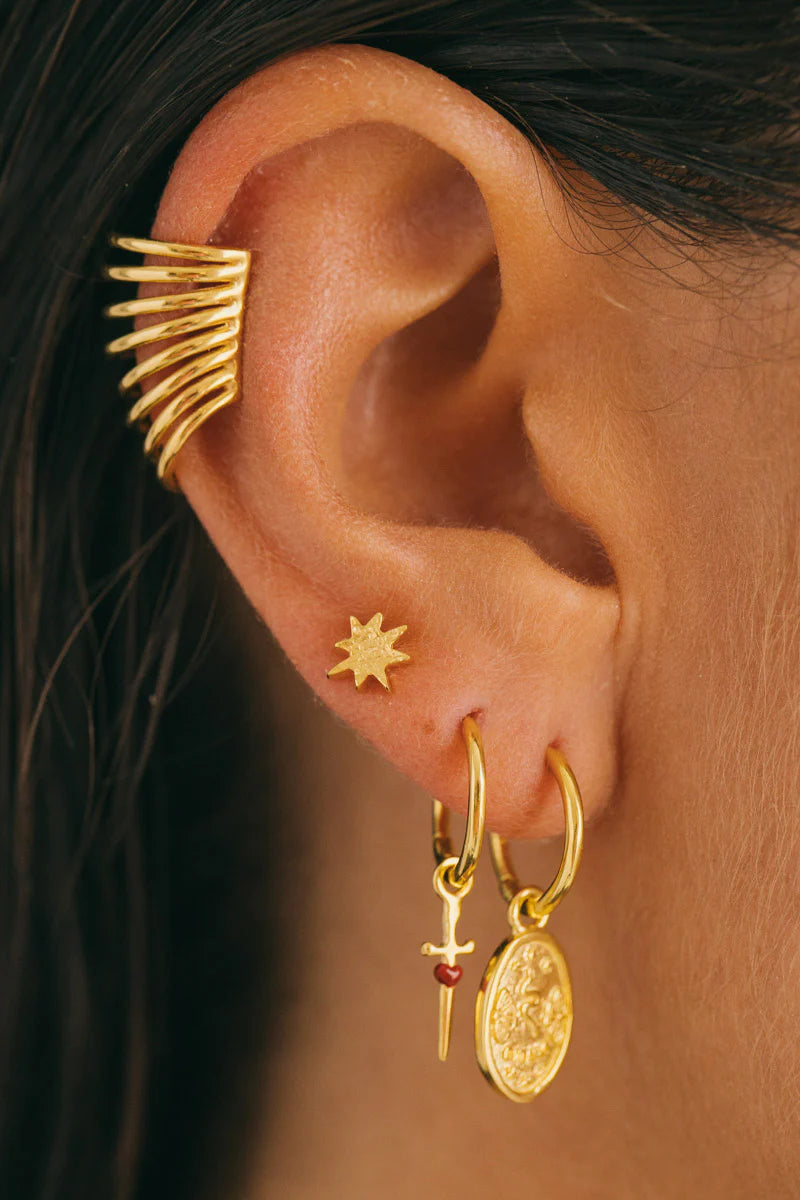Wildthings Collectables Jewelry Gold Hammered Star Stud Earring .:. Gold