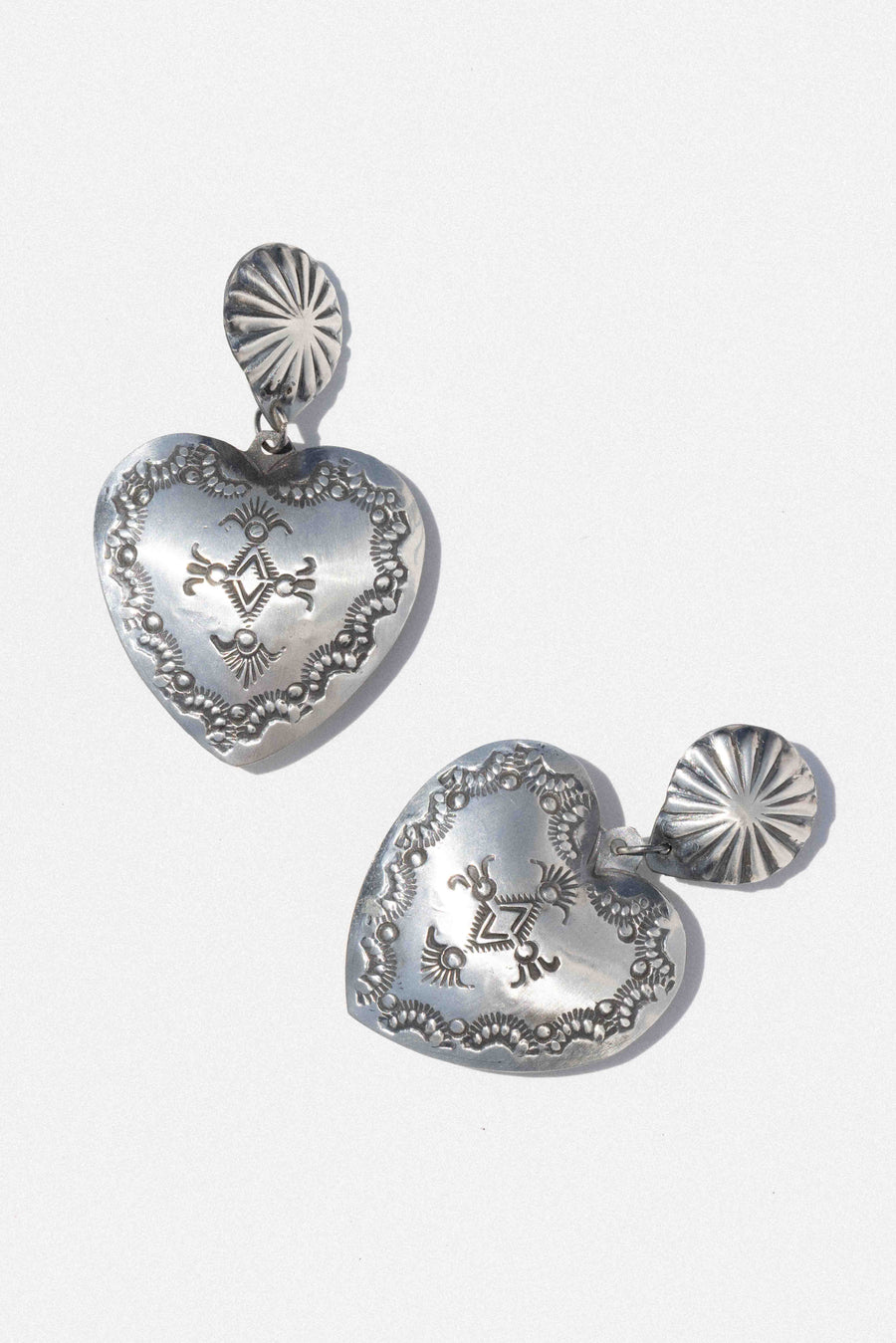 Sunwest Jewelry Silver Heart Breaker Concho Earrings