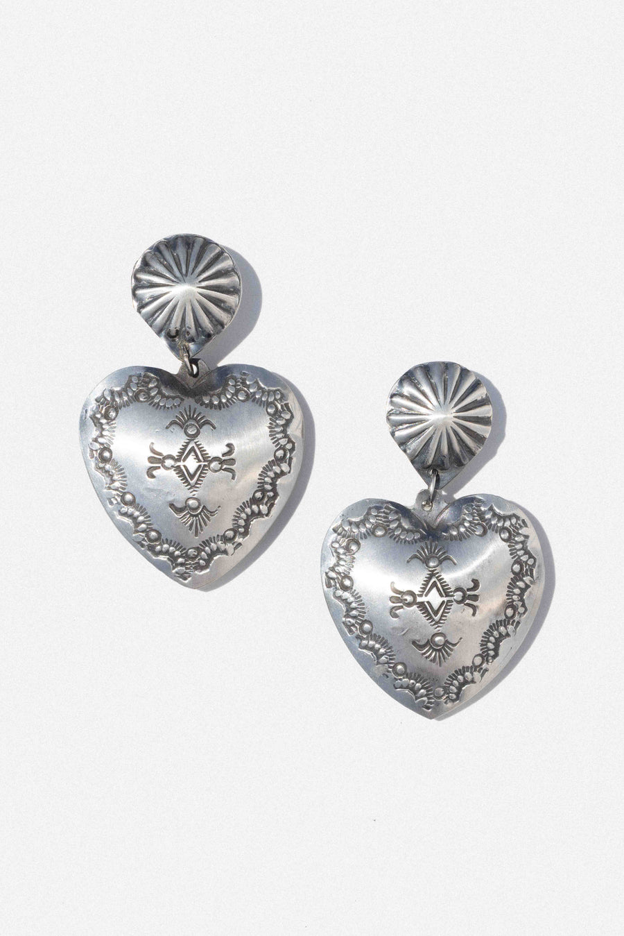 Sunwest Jewelry Silver Heart Breaker Concho Earrings