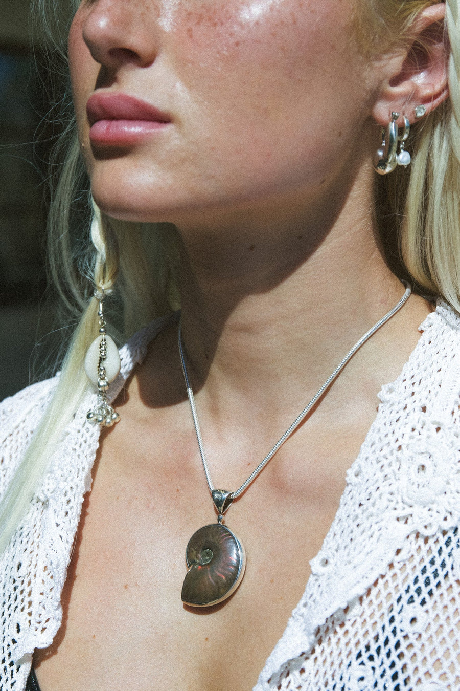 Starborn Creations Jewelry Silver / 18 inches Iridescent Isle Ammonite Necklace