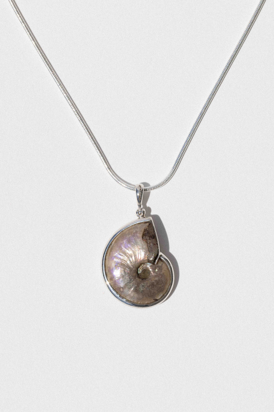 Starborn Creations Jewelry Silver / 18 inches Iridescent Isle Ammonite Necklace
