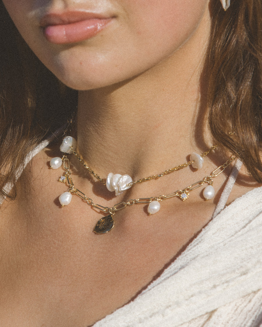 Goddess Jewelry Gold / 14 Inches Island Pearl Necklace