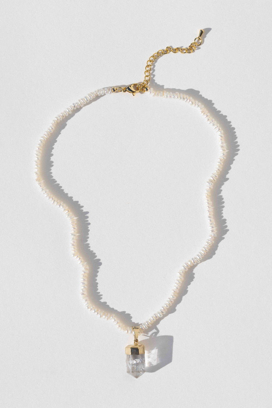 DLUXCA Jewelry Gold / 14 Inches Ivory Channel Quartz Necklace