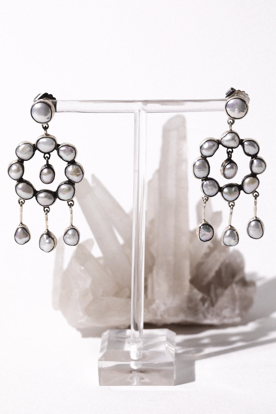 Sunwest Jewelry Silver / Pearl Karuk Pearl Chandler Earrings