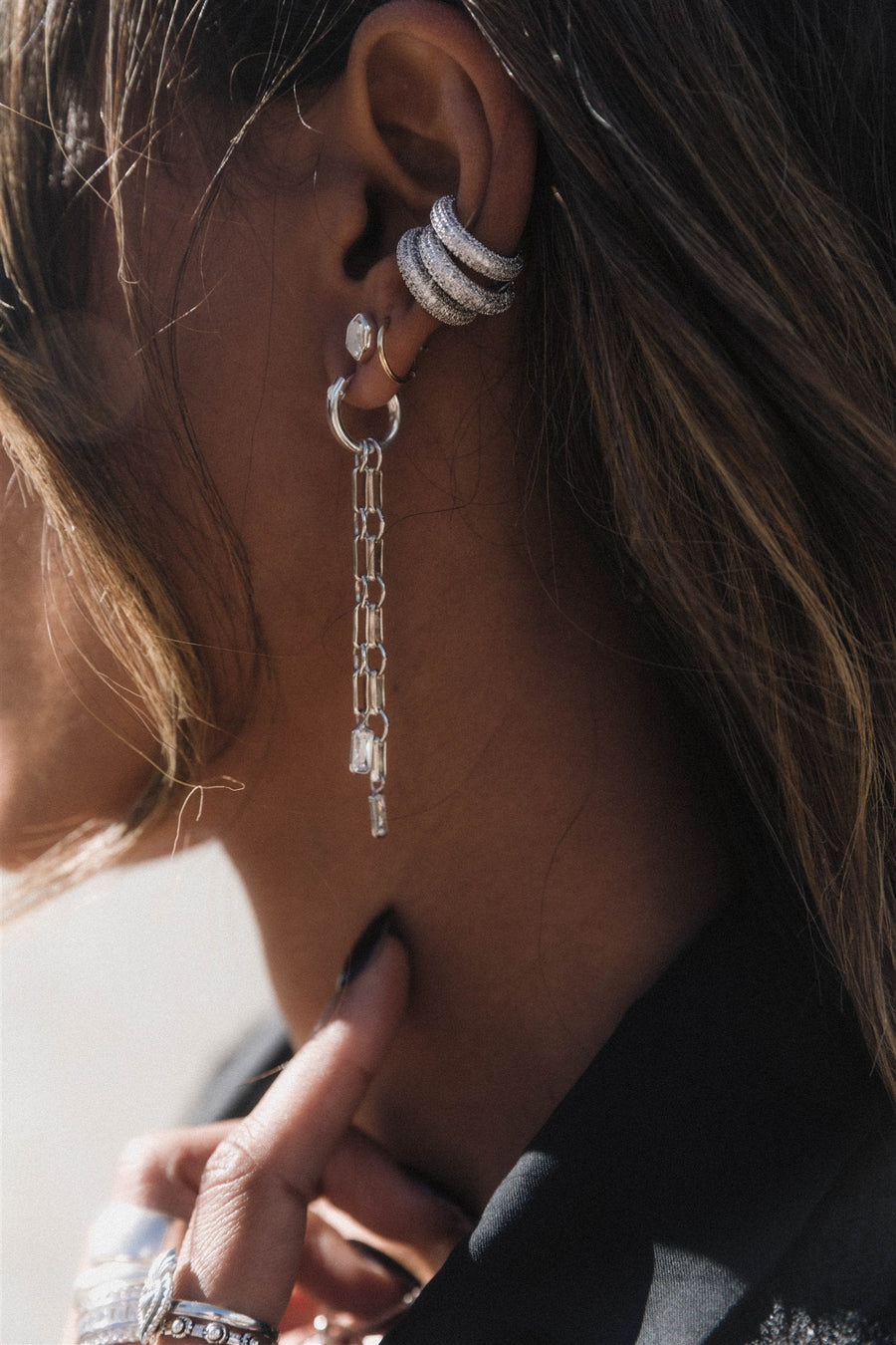 CGM Jewelry Silver Layla Chain Earrings
